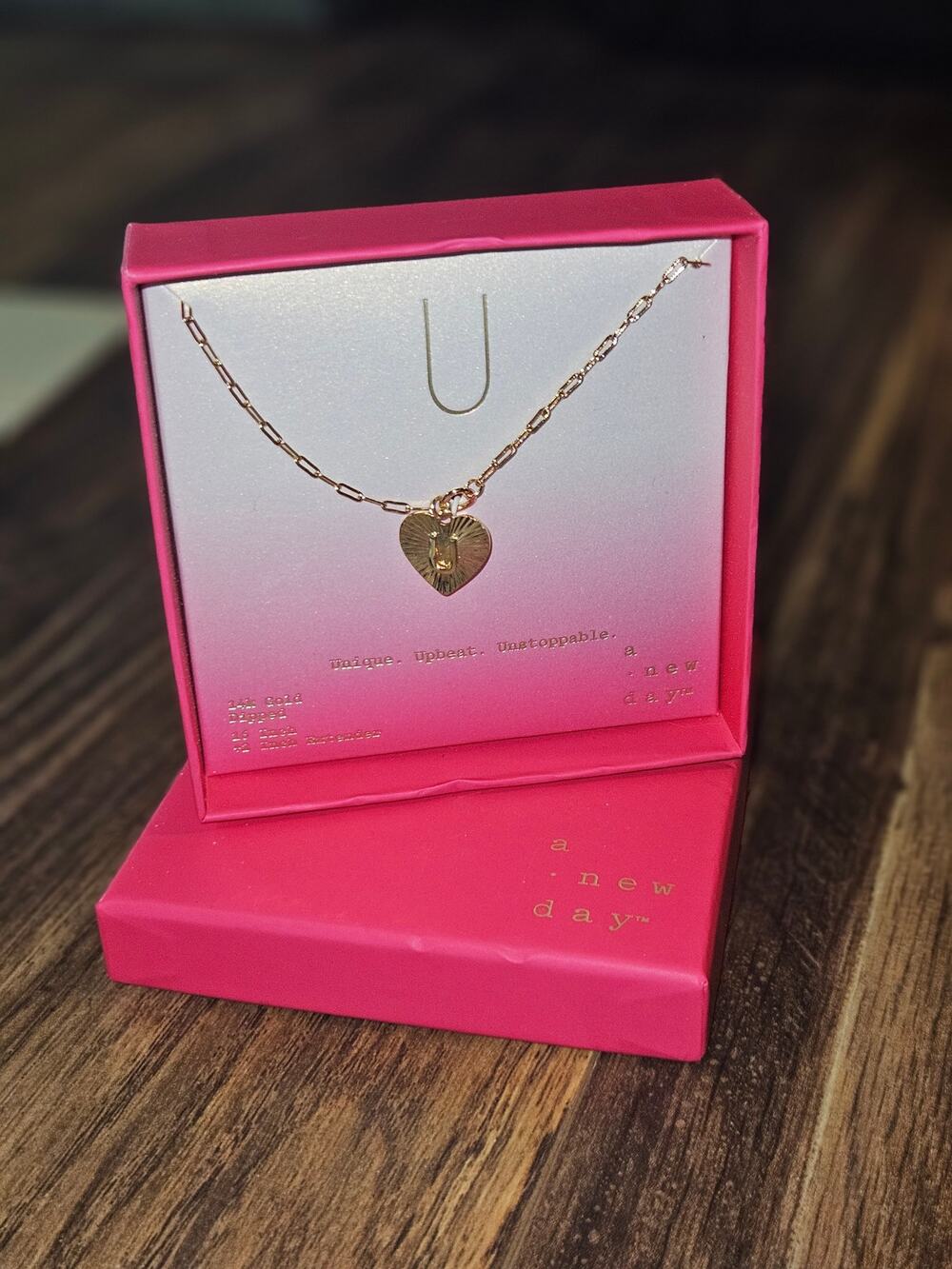A New Day 14K Gold Dipped U Initial Necklace NIB